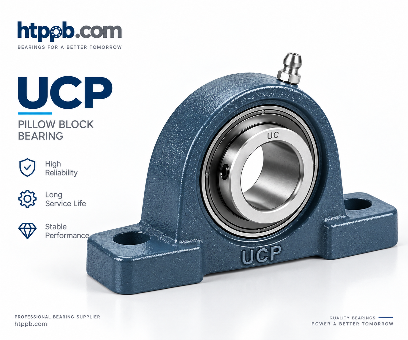 UCP pillow block bearing unit with two-bolt pedestal housing